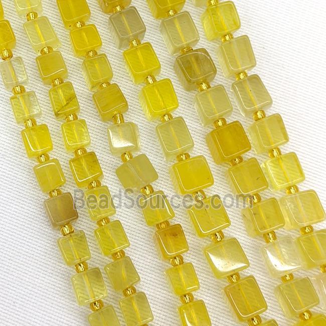 Natural Yellow Fluorite Cube Beads