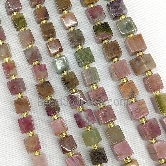 Natural Pink Tourmaline Beads Cube