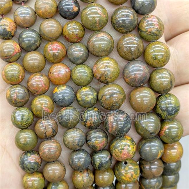 Natural Realgar Jasper Beads Brown Smooth Round