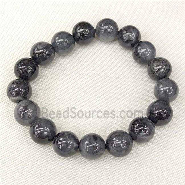 Natural Burmese Jadeite Bracelets Inkblack Stretch