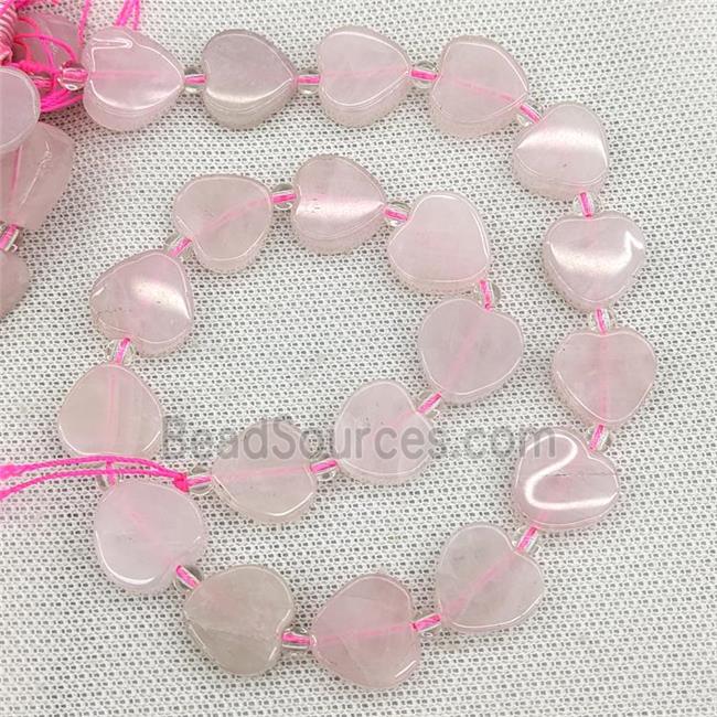 Natural Pink Rose Quartz Heart Beads