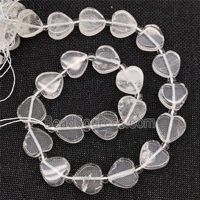 Natural Clear Quartz Heart Beads