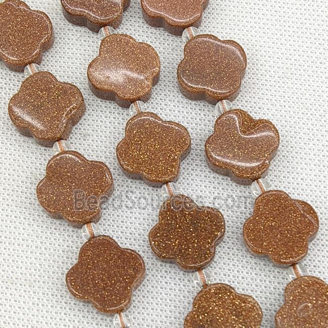 Gold Sandstone Clover Beads