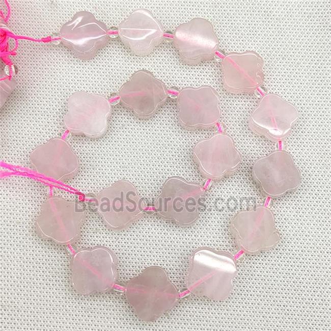 Natural Pink Rose Quartz Clover Beads