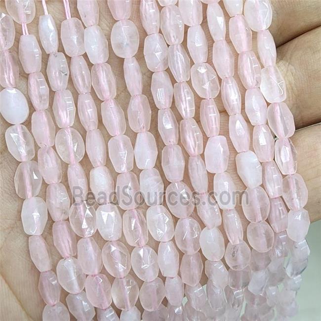 Natural Pink Rose Quartz Beads Faceted Oval