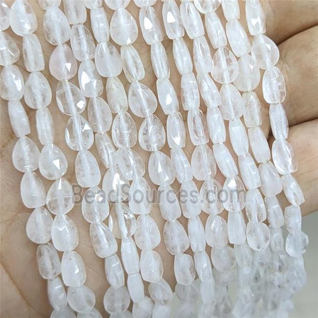 Natural Clear Quartz Teardrop Beads Faceted