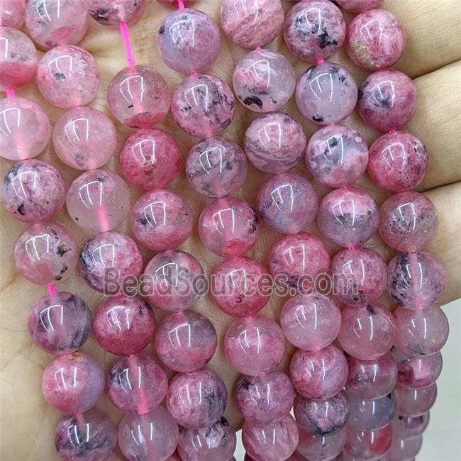 Natural Rain Sakura Quartz Beads Pink Heat Smooth Round