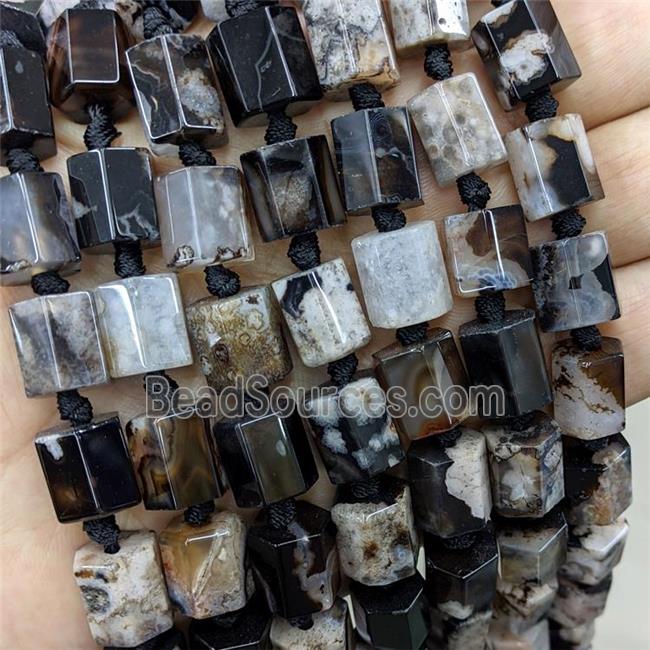 Natural Cherry Sakura Agate Beads Column Black Dye