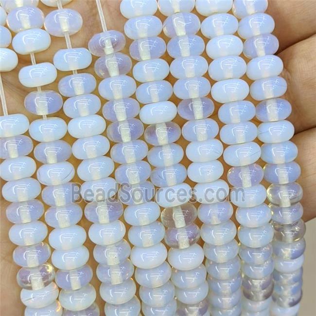 White Opalite Rondelle Beads Smooth