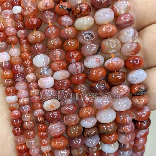 Natural Agate Rondelle Beads Red Smooth