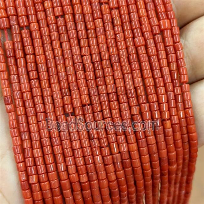 Natural Coral Tube Beads Orange Dye