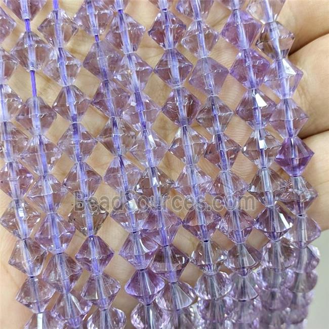 Natural Amethyst Bicone Beads Lt.Purple