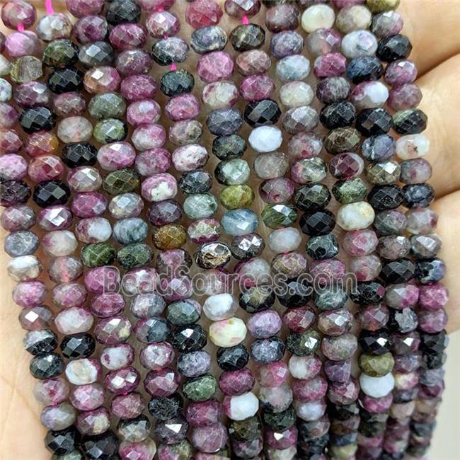 Natural Tourmaline Beads Multicolor Faceted Rondelle