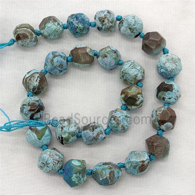 Natural Ocean Jasper Nugget Beads Blue Dye Faceted Freeform