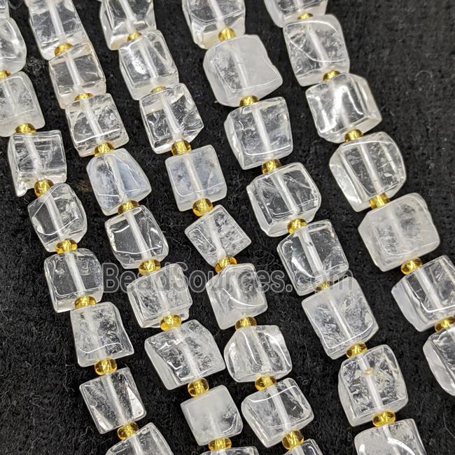 Natural Clear Quartz Cube Beads