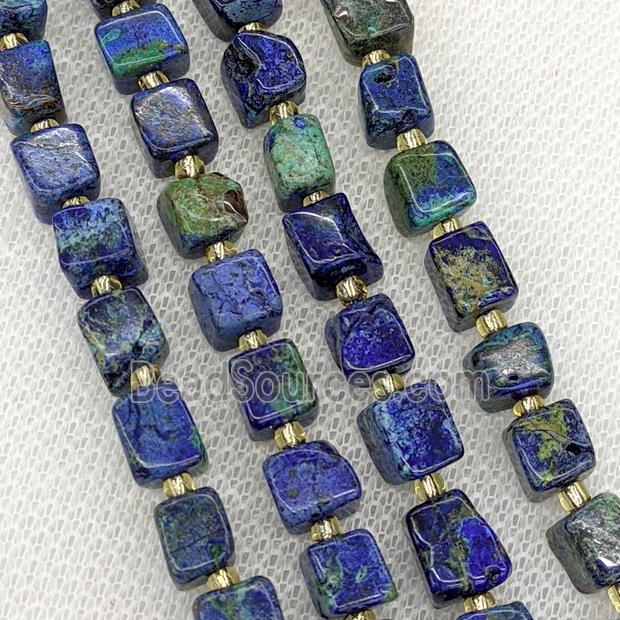 Natural Azurite Beads Blue Cube