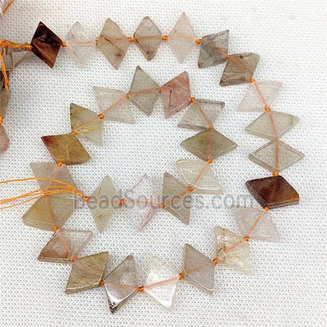 Natural Rutilated Quartz Rhombus Beads