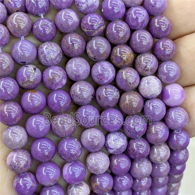 Natural Purple Phosphosiderite Beads B-Grade Smooth Round