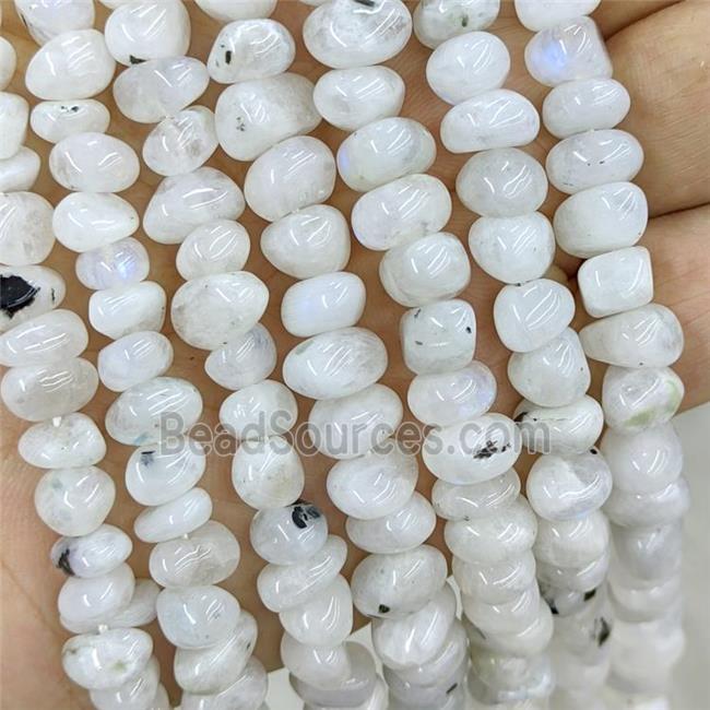 Natural White Moonstone Chips Beads Blue Flash Freeform