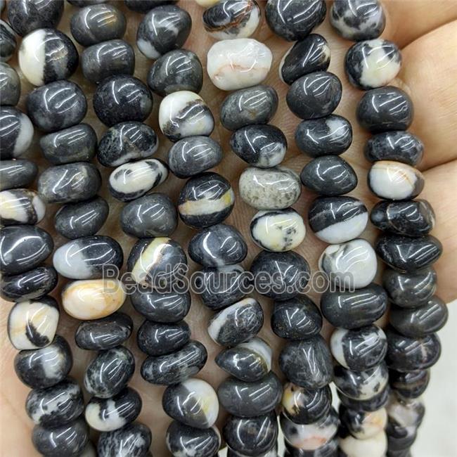 Natural Zebra Jasper Chips Beads White Black Freeform