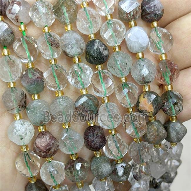 Natural Chlorite Quartz Twist Beads S-Shape Faceted