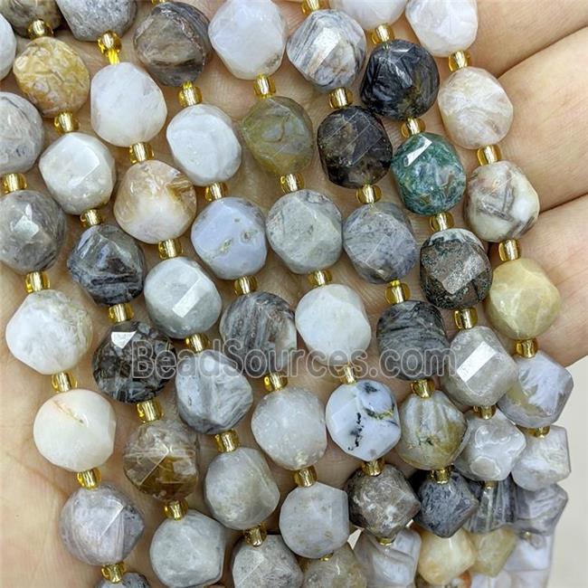 Natural Bamboo Agate Twist Beads Zhuye S-Shape Faceted