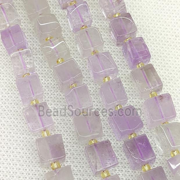 Natural Amethyst Cube Beads Lt.purple