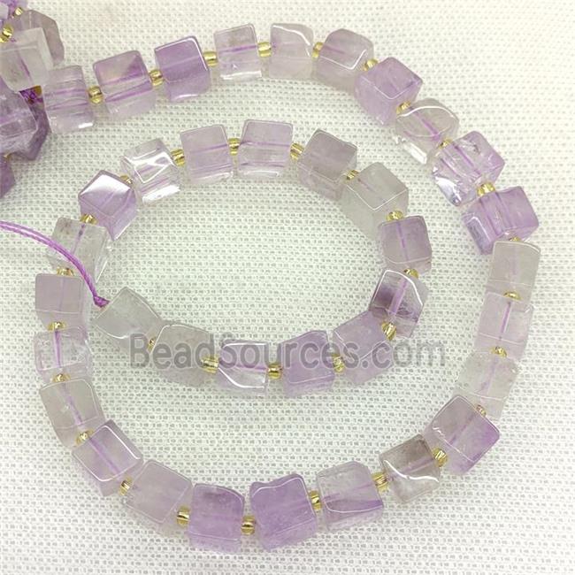 Natural Amethyst Cube Beads Lt.purple