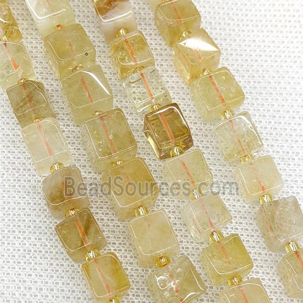 Natural Citrine Beads Yellow Cube