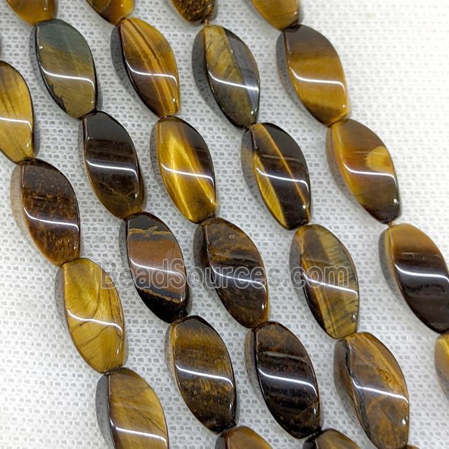 Natural Tiger Eye Stone Twist Beads