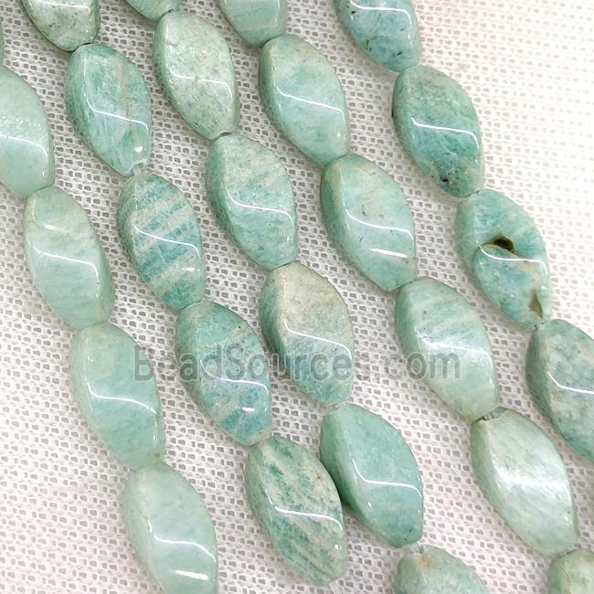 Natural Green Amazonite Twist Beads