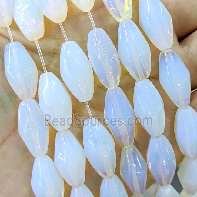 White Opalite Rice Beads Faceted