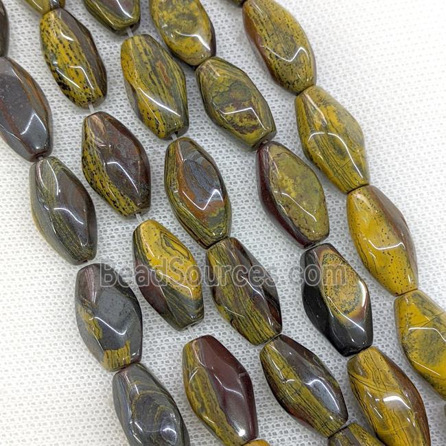 Natural Iron Tiger Eye Stone Rice Beads Faceted