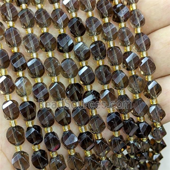 Smoky Quartz Twist Beads S-Shape Faceted