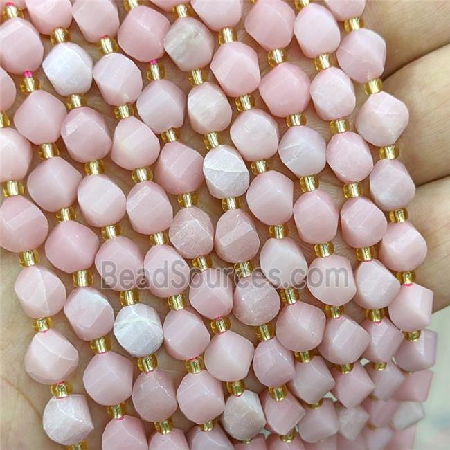 Natural Chinese Pink Opal Twist Beads S-Shape Faceted