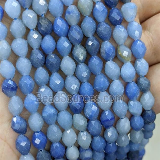 Natural Blue Aventurine Beads Faceted Rice