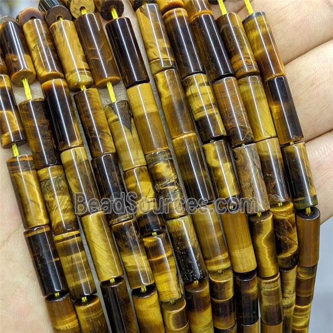 Natural Tiger Eye Stone Tube Beads