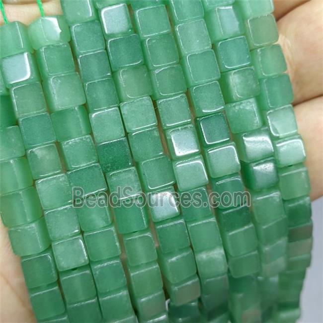 Natural Green Aventurine Cube Beads