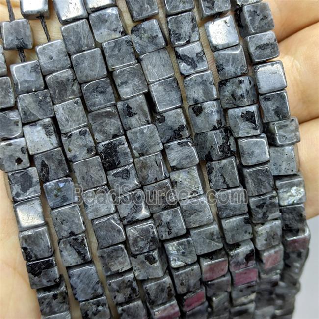 Natural Black Labradorite Cube Beads