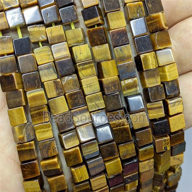 Natural Tiger Eye Stone Cube Beads