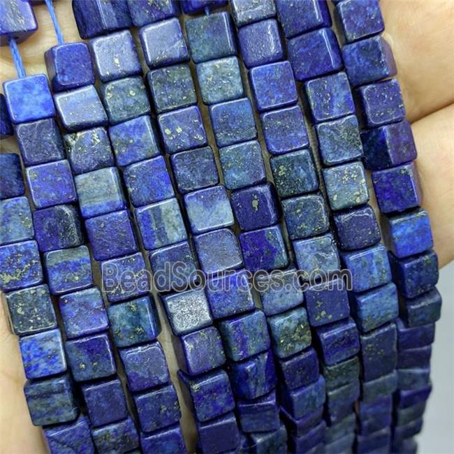 Natural lapis Lazuli Cube Beads Blue