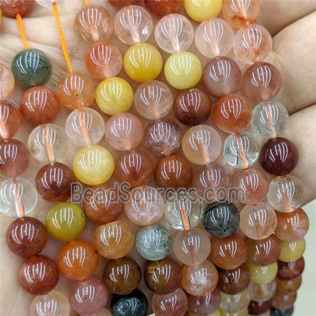 Natural Actinolite Beads Red Smooth Round