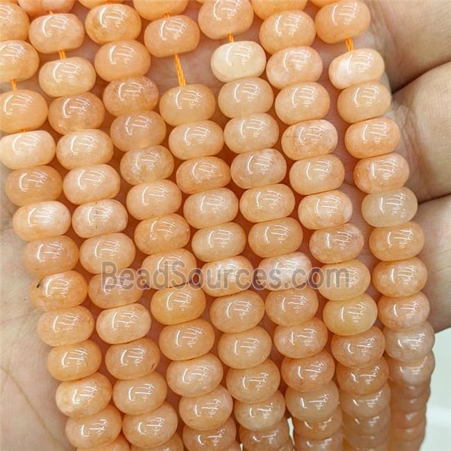 Peach Jade Rondelle Beads Smooth Dye