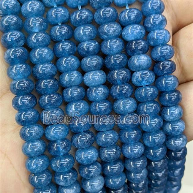 Blue Jade Beads Smooth Rondelle Dye