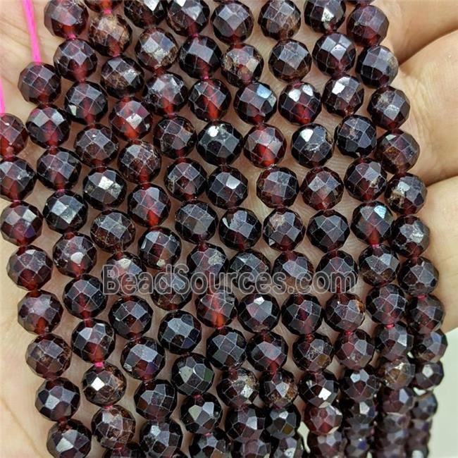 Natural Garnet Beads DarkRed Faceted Round