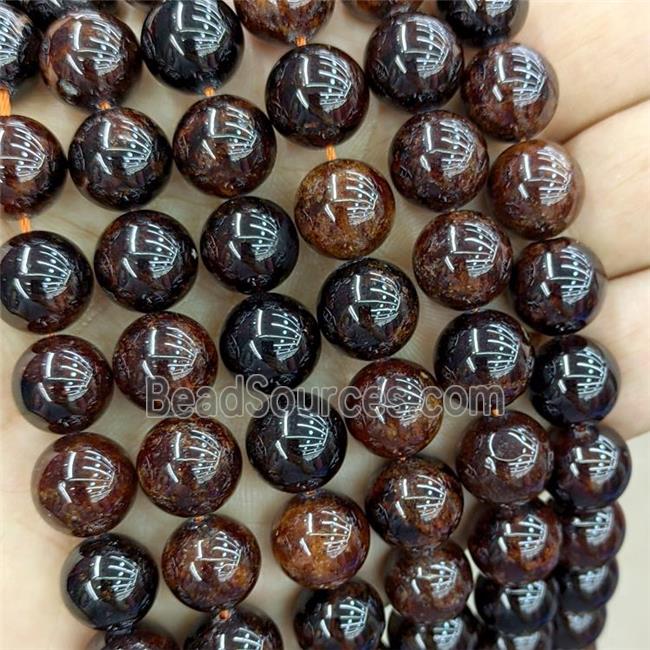 Natural Garnet Beads Smooth Round Orange