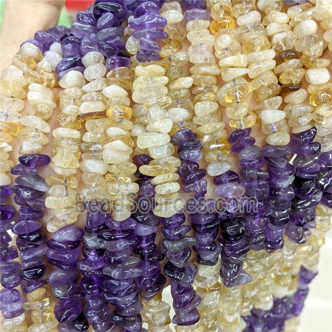 Natural Amethyst And Citrine Chips Beads Freeform