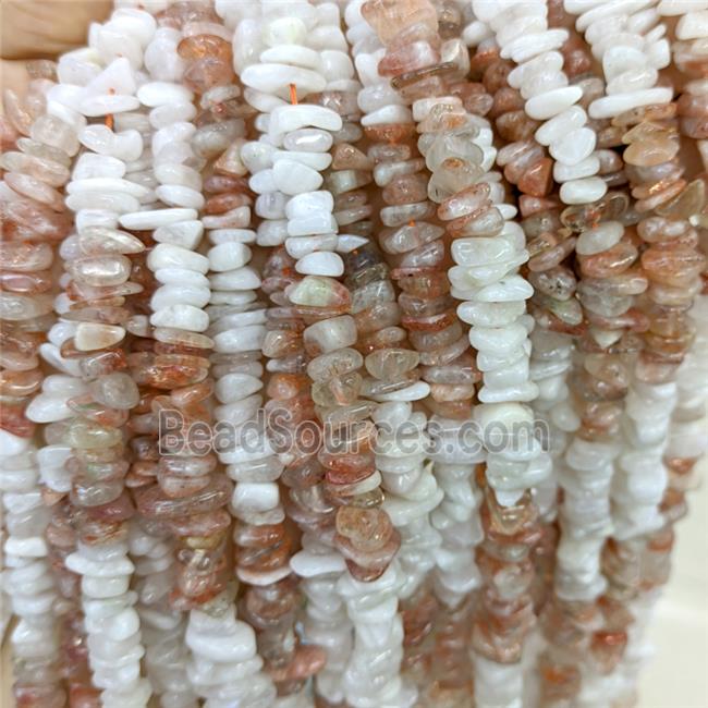 White Moonstone And Golden Sunstone Chips Beads Freeform