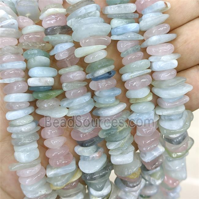 Natural Morganite Chips Beads Mixed Color Freeform