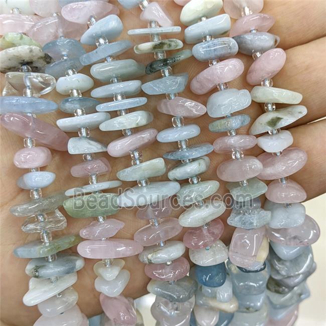 Natural Morganite Chips Beads Multicolor Freeform